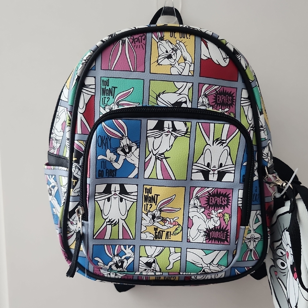 Warner Bros. Looney Tunes Navy and Cream Backpack Interior Label - Picture 2 of 6